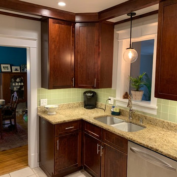 Custom Floating Shelves, Farm Sink conversion, Custom Painted Cabinets