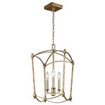 Visual Comfort Studio Collection - Thayer Mini-Lantern, Antique Gild - The Feiss Thayer three light hall fixture in antique gild provides abundant light to your home, while adding style and interest. Sophisticated and sleek, the Thayer Collection is a refreshing interpretation of a traditional four-sided lantern softened with graceful curved lines. Thayer is available in three stunning finishes: our New Antique Guild finish, industrial-inspired Smith Steel or Polished Nickel