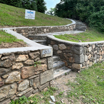 Rebuild of Antique 90+ Year Granite Retaining Walls & Walkway in Chevy Chase MD