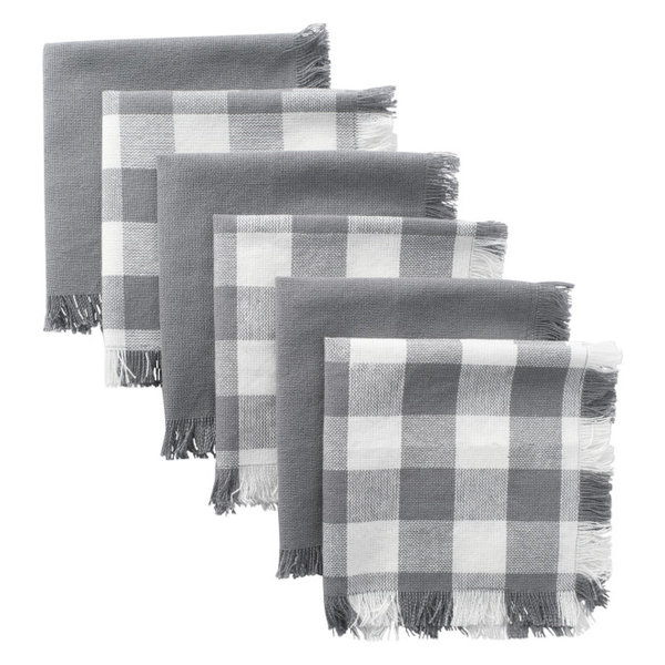 DII Assorted Gray Heavyweight Fringed Dishcloth, Set of 6