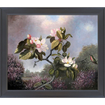 La Pastiche Apple Blossoms and Hummingbird with Gallery Black, 24" x 28"