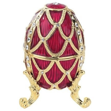 Golden Trellis Faberge Style Enameled Eggs Rouge Egg