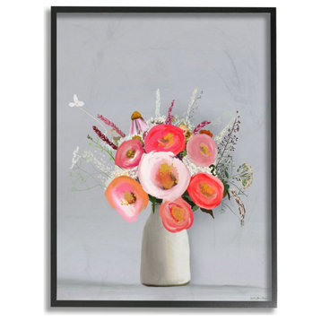 Flower Vase Pink Grey Painting, 24"x30"