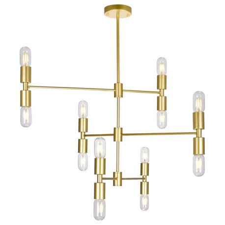 Hand Crank 12 Light Chandelier With Medallion Gold Finish