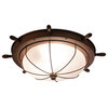 Nautical 15" Outdoor Ceiling Light, Antique Red Copper With Frosted Glass