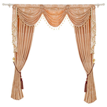 Luxurious Window Curtain, Creamy Touch, 100"x96", 2 Panels With Valance