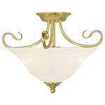 Livex Lighting - Coronado Ceiling Mount, Polished Brass - Classic polished brass two light semi flush mount paired with white alabaster glass. Timeless in its vintage appeal, this light is stylish for both new and restored homes.