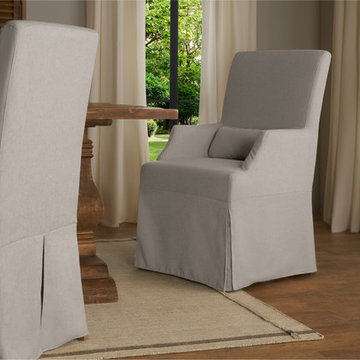Astrid Slipcover Dining Arm Chair - Grey