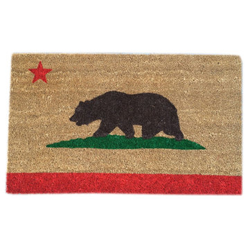 Hand Painted "California Bear" Welcome Mat, California Flag Colors