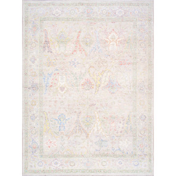 Pasargad Home Oushak Hand-Knotted Beige Wool Area Rug-9' 0" X 12' 2"