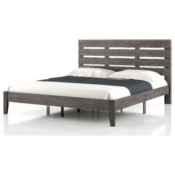 Furniture of America Vaker Transitional Wood California King Slatted Bed in Gray