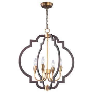 Crest 4-Light Chandelier, Oil Rubbed Bronze and Antique Brass