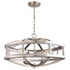 Montrose 4 Light Chandelier, Acacia Wood and Brushed Nickel