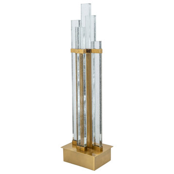 Crystal 5 Light Table Lamp, Gold