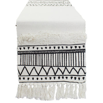 Boho Tribal Textured with Tassels Table Runner, 14"x71"