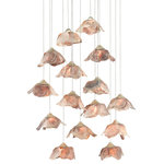 Currey & Company - Catrice Round 15-Light Multi-Drop Pendant - Rose-colored natural Capiz shells have become blossoms to ornament our Catrice Round 15-Light Multi-Drop Pendant. The silver pendant is luminous in a mix of painted silver and contemporary silver leaf finishes. This fixture is among Currey & Company's introduction of cluster lights, which includes 1-light up to 36-light configurations. We also have an arm chandelier and several wall sconces in this family of fixtures.