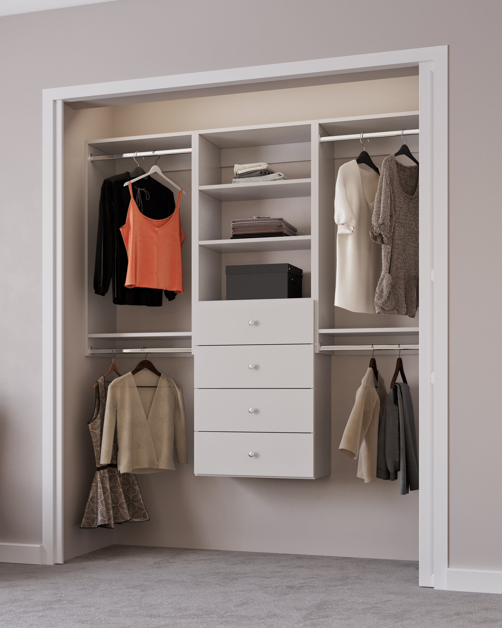Modular Closet System Hanging Closet Organizer With Drawers 66"-96", 96
