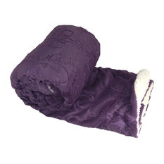 50 Most Por Purple Throw Blankets For 2018 Houzz Bnf Home Batik Faux Fur Sherpa Throw Blanket Purple 50 X60