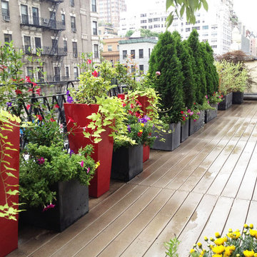 NYC Roof Garden: Terrace, Composite Deck, Container Garden, Fiberglass Pots