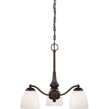 Nuvo 60/5162 Patton 3-Light Prairie Bronze and Frosted Glass Chandelier