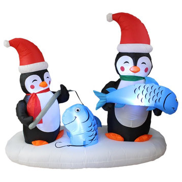 Long Christmas Inflatable Penguins Fishing, 6'