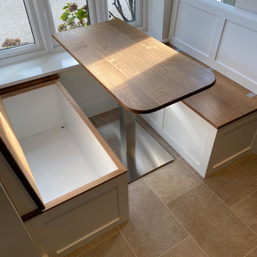 Kitchen Dining Nook with Shaker Window Seat Benches and Oak Tops | Cheltenham