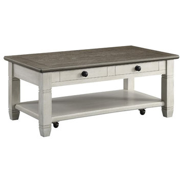 Lexicon Granby Wood 2 Drawer Coffee Table in Antique White