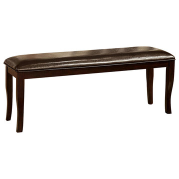 Padded Leatherette Seating Bench, Dark Cherry, Standard Height