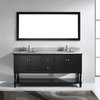 Julianna 72" Double Vanity Espresso With Marble Top and Round Sink With Mirror