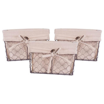 DII Modern Metal Small Chicken Wire Basket in Natural (Set of 3)