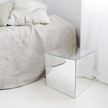 Modern Glass and Lucite Side End Tables