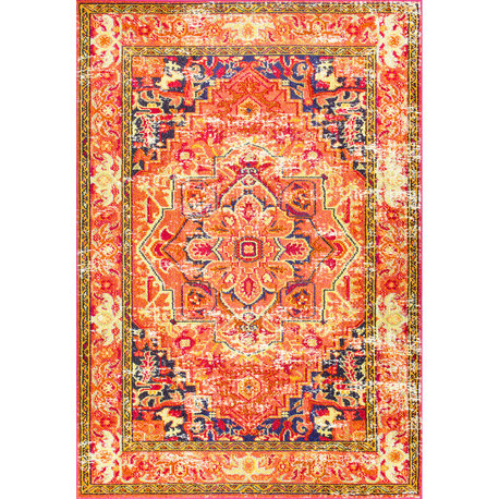 Nuloom Traditional Bohemian Center Medallion Rug, Orange 9'x12'