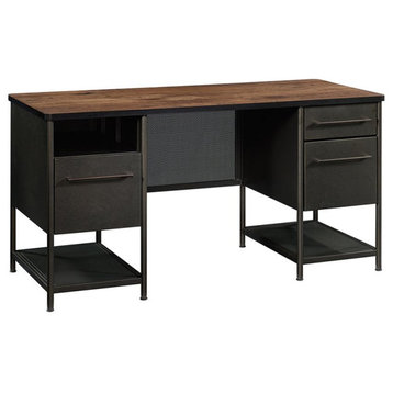 Sauder Boulevard Cafe Executive Desk in Black and Vintage Oak