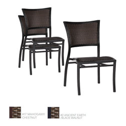 Aire Transitional Woven Resin Wicker Stacking Side Chair by Summer Classics - Outdoor Dining Chairs