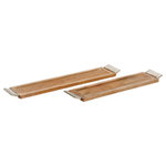 The Novogratz - Contemporary Dark Brown Mango Wood Tray 37652 - This set of small wooden bed trays are great accent pieces for wooden-themed furniture and living spaces. Designed with felt or rubber stoppers at the base that prevent scratching furniture and table tops, as well as sliding around. This item ships in 1 carton. Please note that this item is for decorative purposes only and is not food safe. Mango wood tray makes a great gift for any occasion. Suitable for indoor use only. Made in India. This tray comes as a set of 2. Contemporary style.