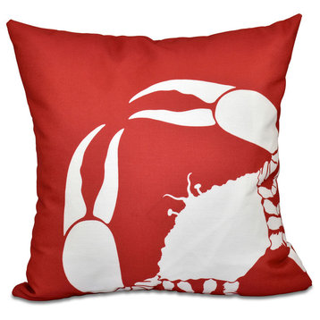 Crab Dip, Animal Print Outdoor Pillow, Coral, 18"x18"