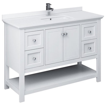 Fresca Manchester 48" Traditional Wood Bathroom Cabinet with Top/Sink in White