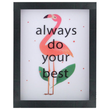 LED Lighted 'Always Do Your Best' Flamingo Framed Light Box 9" x 7"