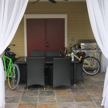 Carport becomes dining patio.