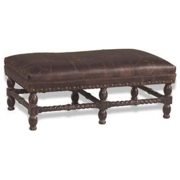 Bench J NEAL Traditional Antique Backless Chocolate Brown Leather
