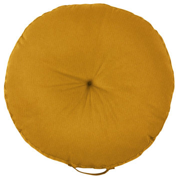 Mozaic Home Mustard Tufted Circle Floor Pillow with Handle 24 in x 24 in x 5 in