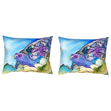 Pair of Betsy Drake Purple Turtle No Cord Pillows 16 Inch X 20 Inch