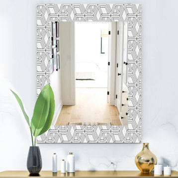 Designart Black And White 2 Midcentury Modern Frameless Wall Mirror, 28x40