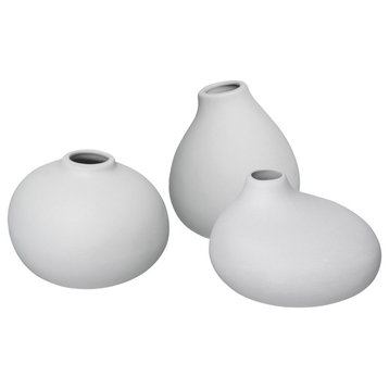 Nona Set of 3 Mini Vases, Micro Chip/Light Gray