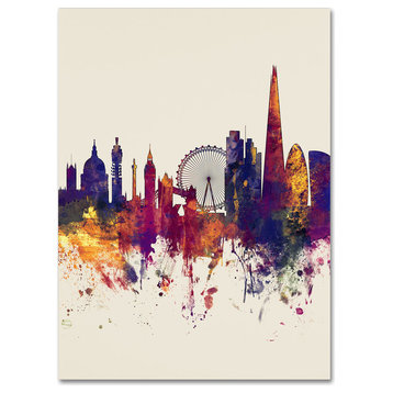 Michael Tompsett 'London Skyline Tall Beige' Canvas Art, 24x32