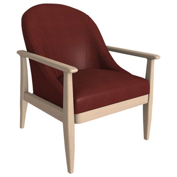 Elena Leather Lounge Chair, Finish Shown: Dove, Leather Shown: Garnet