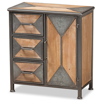 Rossamon Modern Farmhouse Metal and Wood 3-Drawer Accent Cabinet