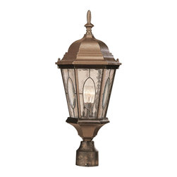 Trans Globe Lighting - Trans Globe Lighting 4716-BRZ Watered Windows 1 Light Tiffany Outdoor Post Light - Post Lights