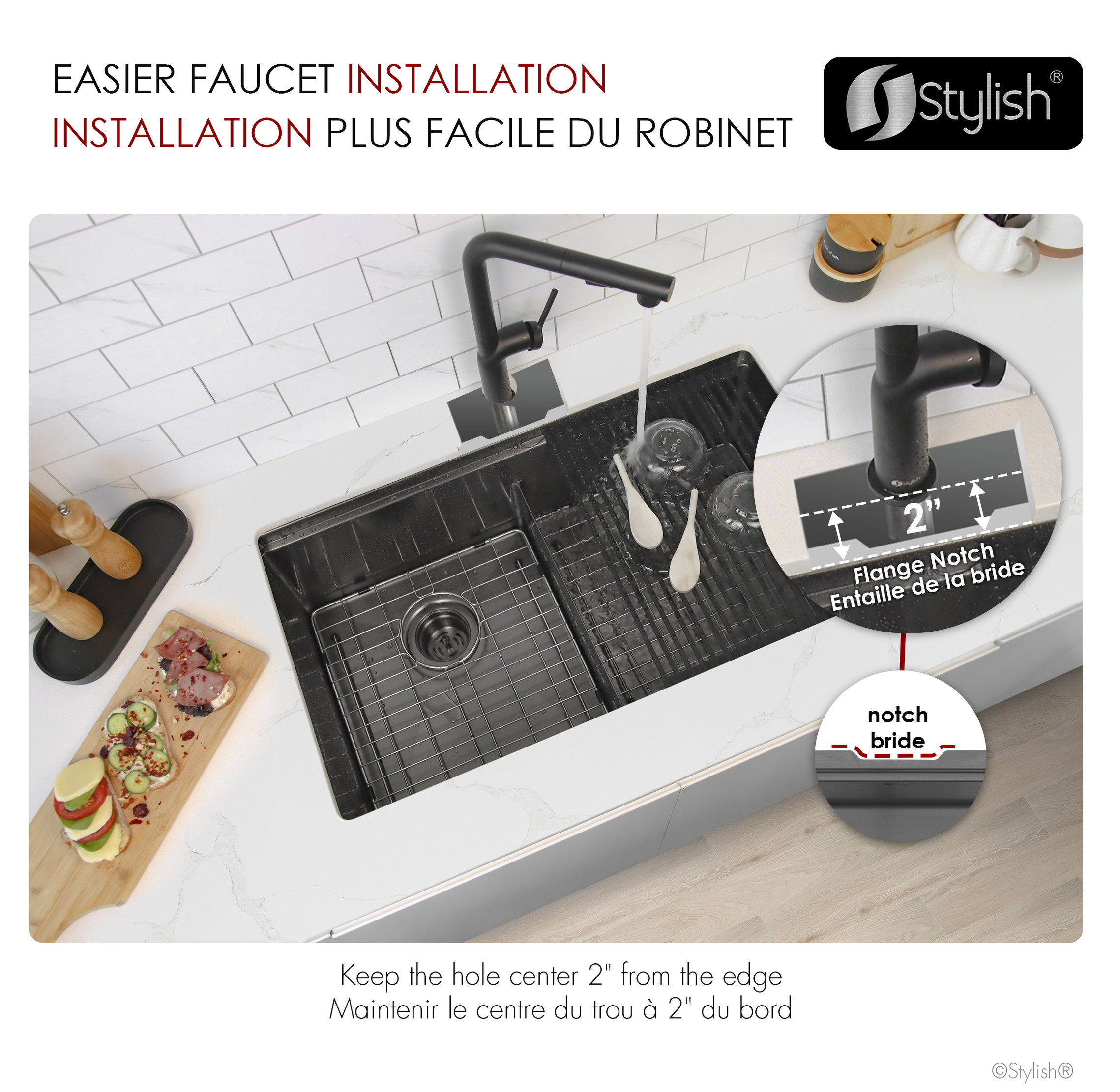 STYLISH 32 in Workstation Double Bowl Undermount Kitchen Sink with Accessories, Graphite