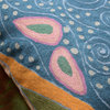 Klimt Blue Pillow Cover Night Sky Art Nouveau Blue Teal Handmade Wool 18x18"